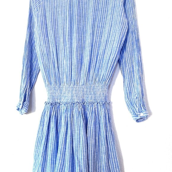 NEW Rails Linen Jasmine Fit and Flare Mini Dress Azure Stripe Blue White Medium - Picture 10 of 12